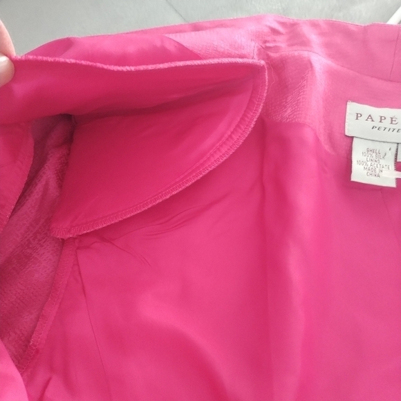 Papell Petites 100 percent Silk Pink Embroidered Blazer Jacket Formal 10P - Picture 6 of 14